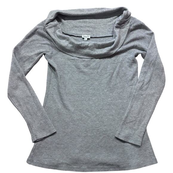 NWT SPLENDID Long Sleeve Cowl Neck Thermal Top Shirt Light Gray Large** - Picture 3 of 7